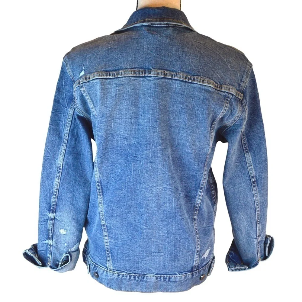 NWT Old Navy Distressed Medium Wash‎ Denim Jacket Built-In Flex, Small